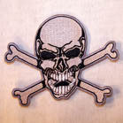 SKULL CROSS BONES MOUTH OPEN 4 INCH PATCH (Sold by the piece or dozen ) -* CLOSEOUT AS LOW AS 75 CENTS EA