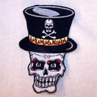 SKULL TOP HAT 4 INCH PATCH (Sold by the piece or dozen ) -* CLOSEOUT AS LOW AS 75 CENTS EA