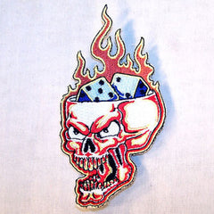 OPEN HEAD SKULL DICE 4 INCH PATCH (Sold by the piece or dozen ) -* CLOSEOUT AS LOW AS 75 CENTS EA