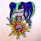 JESTER WITH SKULLS 4 INCH PATCH ( Sold by the piece or dozen ) *- CLOSEOUT AS LOW AS 75 CENTS EA