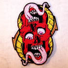 REFLECTION SKULL WITH TONGUE 4 INCH PATCH (Sold by the piece OR dozen ) CLOSEOUT AS LOW AS .75 CENTS EA