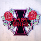 LADY BIKER ROSES 4 INCH PATCH (Sold by the piece OR Dozen ) CLOSEOUT AS LOW AS .75 CENTS EA
