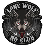 LONE WOLF NO CLUB 5 inch PATCH (Sold by the piece)