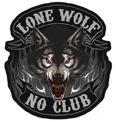 LONE WOLF NO CLUB 5 inch PATCH (Sold by the piece)