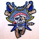 PIRATE BLUE 4 INCH PATCH (Sold by the piece or dozen ) CLOSEOUT AS LOW AS 75 CENTS EA