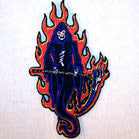 REAPER FLAMES 4 INCH PATCH (Sold by the piece or dozen ) CLOSEOUT AS LOW AS .75 CENTS EA