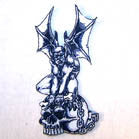 GARGOYLE ON SKULL 4 INCH PATCH (Sold by the piece or dozen )  *-CLOSEOUT NOW .75 CENTS EA