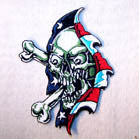 RIPPING AMERICAN FLAG SKULL PATCH (Sold by the piece OR Dozen ) CLOSEOUT AS LOW AS .75 CENTS EA