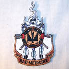 BAD MEDICINE EMBROIDERED 4 INCH  PATCH (Sold by the piece or dozen ) CLOSEOUT AS LOW AS 75 CENTS EA