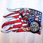AMERICAN FOREVER BIKE 4 INCH PATCH ( Sold by the piece or dozen ) *- CLOSEOUT AS LOW AS 75 CENTS EA