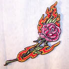 FLAMING ROSE 4 inch PATCH (Sold by the piece or dozen ) -* CLOSEOUT AS LOW AS 50 CENTS EA