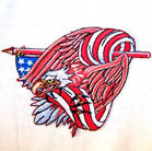 EAGLE IN FLAG 4 INCH PATCH (Sold by the piece or dozen) CLOSEOUT AS LOW AS 75 CENTS EA