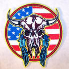 AMERICAN COW SKULL 3 INCH PATCH (Sold by the piece OR dozen ) CLOSEOUT AS LOW AS 75 CENTS EA