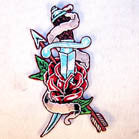 SWORD AND ROSE 4 INCH PATCH ( Sold by the piece or dozen ) *- CLOSEOUT AS LOW AS 75 CENTS EA