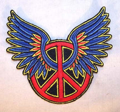 PEACE WITH WINGS 4 INCH PATCH (Sold by the piece or dozen ) -* CLOSEOUT AS LOW AS 75 CENTS EA