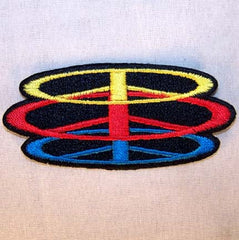 STACKED PEACE SIGNS 4 IN PATCH (Sold by the piece or dozen ) -* CLOSEOUT AS LOW AS 75 CENTS EA