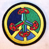 SHROOM PEACE SIGN 3 INCH PATCH (Sold by the piece or dozen ) -* CLOSEOUT AS LOW AS 75 CENTS EA