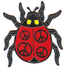 LADY BUG PEACE SIGN 4 INCH PATCH  (Sold by the piece or dozen) - * CLOSEOUT NOW AS LOW AS 75 CENTS EA