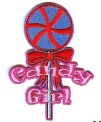 CANDY GIRL 4 IN EMBROIDERED PATCH (Sold by the piece or dozen ) CLOSEOUT AS LOW AS 75 CENTS EA
