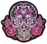 JEWEL SUGAR SKULL EMBROIDERIED PATCH 4 IN (Sold by the piece)