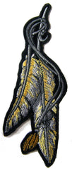 HANGING INDIAN FEATHERS EMBROIDERED PATCH 5 INCH (Sold by the piece)