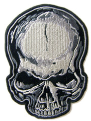 GREY SKULL EMBROIDERED PATCH 4 INCH (Sold by the piece)