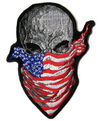 AMERICAN BANDANA SKULL EMBROIDERED PATCH 4 INCH (Sold by the piece)