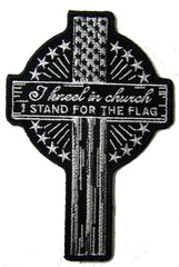 KNEEL IN CHURCH CROSS EMBROIDERED PATCH 5 INCH (Sold by the piece)
