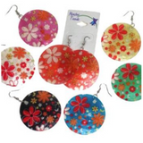 TRANSLUCENT SHELL PAINTED FLOWER EARRINGS ( sold by the pair)
