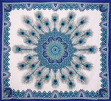Blue Peacock Feather Graphic Tapestry  55" x 83" ( sold by the piece)