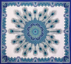 Blue Peacock Feather Graphic Tapestry  55" x 83" ( sold by the piece)