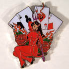 DEVIL GIRL CARDS HAT / JACKET PIN  (Sold by the dozen) **- CLOSEOUT NOW 50 CENTS EA