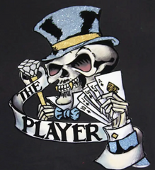 THE PLAYER SKULL BLACK SHORT SLEEVE TEE SHIRT (Sold by the piece)