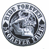 SPADES RIDE FOREVER SKULL 4 IN EMBROIDERED PATCH  (sold by the piece )