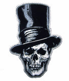SKULL HEAD STOVE PIPE HAT 5 IN EMBROIDERED PATCH  (sold by the piece )