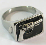 HAND PISTOL GUN STAINLESS STEEL BIKER RING ( sold by the piece )