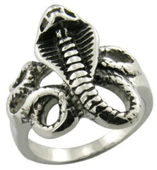 COBRA SNAKE  STAINLESS STEEL BIKER RING ( sold by the piece )