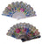 RAINBOW GLITTER FLOWER 9 INCH HAND FAN ( sold by the piece or  dozen )