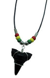 REGGAE BLACK SHARK TOOTH ROPE NECKLACE ( sold by the piece or dozen )