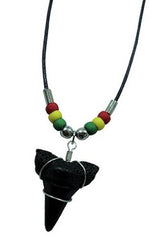 REGGAE BLACK SHARK TOOTH ROPE NECKLACE ( sold by the piece or dozen )