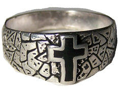 CHRISTIAN INLAYED CROSS SILVER DELUXE BIKER RING (Sold by the piece)