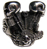 ENGINE PISTOL SKULL HEADS STAINLESS STEEL BIKER RING ( sold by the piece )