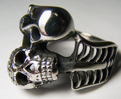 WRAP AROUND SKELETONS STAINLESS STEEL BIKER RING ( sold by the piece )