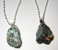 APATITE ROUGH NATURAL MINERAL STONE 24 IN SILVER LINK CHAIN NECKLACE (sold by the piece or dozen )