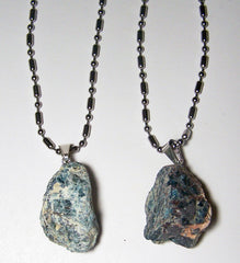 APATITE ROUGH NATURAL MINERAL STONE STAINLESS STEEL BALL CHAIN NECKLACE (sold by the piece or dozen )