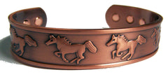 RUNNING HORSES  PURE COPPER SIX MAGNET CUFF BRACELET ( sold by the piece )