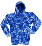ROYAL BLUE TORNADO SWIRL TIE DYED HOODIE (sold by the piece )