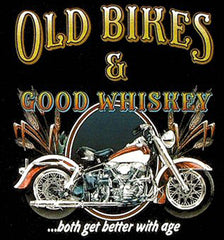 OLD BIKES & GOOD WHISKEY BLACK SHORT SLEEVE TEE-SHIRT (Sold by the piece)