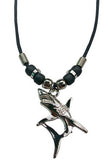 SILVER GREAT WHITE SHARK ROPE NECKLACE  ( sold by the piece or dozen ) *- CLOSEOUT AS LOW AS 50 CENTS EA