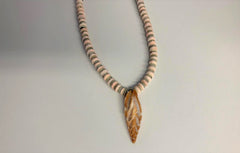 PEACH SHELL WITH CUT OPEN SHELL PENDANT 18 IN NECKLACE - (sold by the piece or dozen ) -